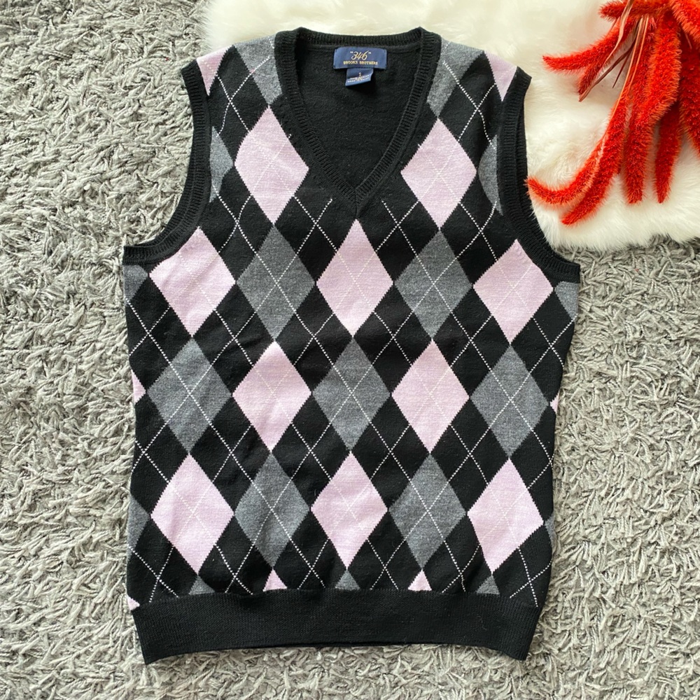 Brooks Brothers Merino Wool Argyle Vest